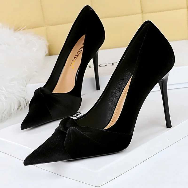 BIGTREE Shoes Bowknot Suede Women Pumps Fi New High Heels Pointed Stilettos Women Heels 2025 New Design Pumps Plus Size 43XJ251027
