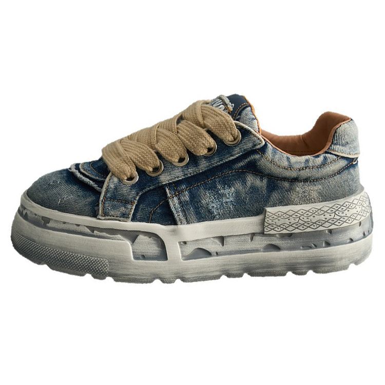 chic casual mens designer shoes canvas sneakers comfy anti-slip vintage washed blue denim style height-boosting durable trainers size 39-44