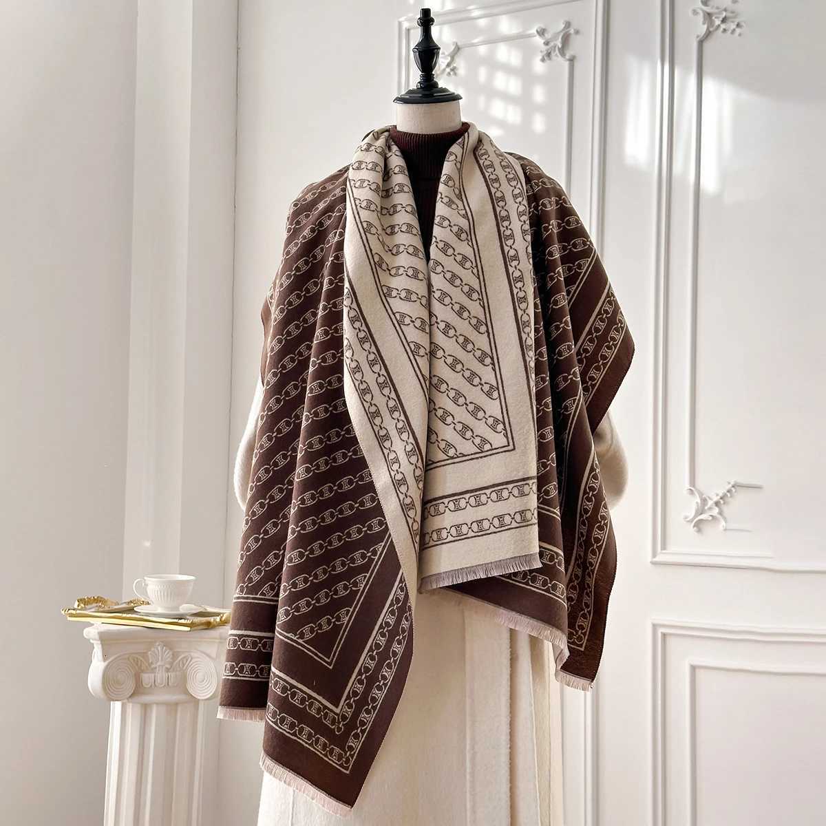 Wens Luxury Faux Cashmere Scarf Autumn Winter Warm Pashmina Blanket Poncho Fashion Print Thick Shawl for Fashionab CoverageW251027