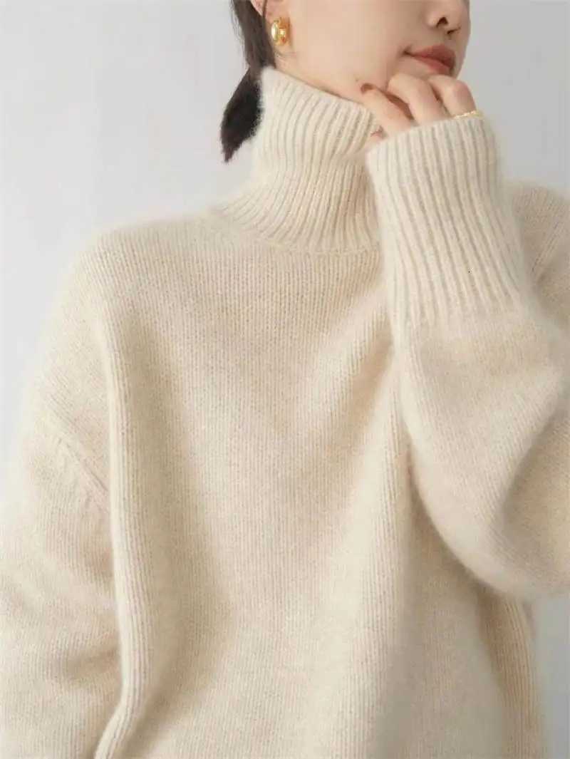 100 wool high neck sweater womens solid color long sleeved top autumn and winter fashionable knitted warm pullover sweaterT251027