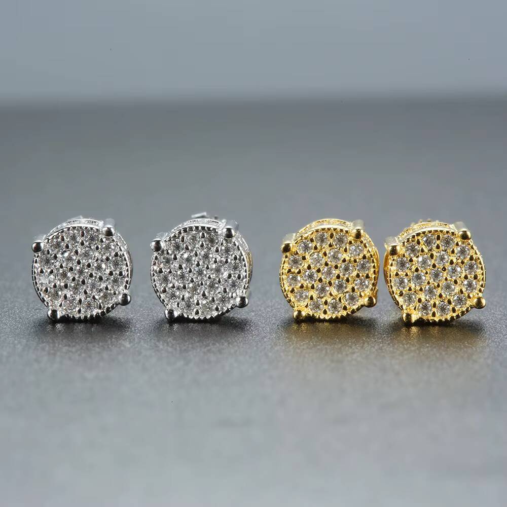 Hiphop Style 925 Sterling Silver Round Moissanite DColor Earrings for Men and Women Fashionable Popular Jewelry