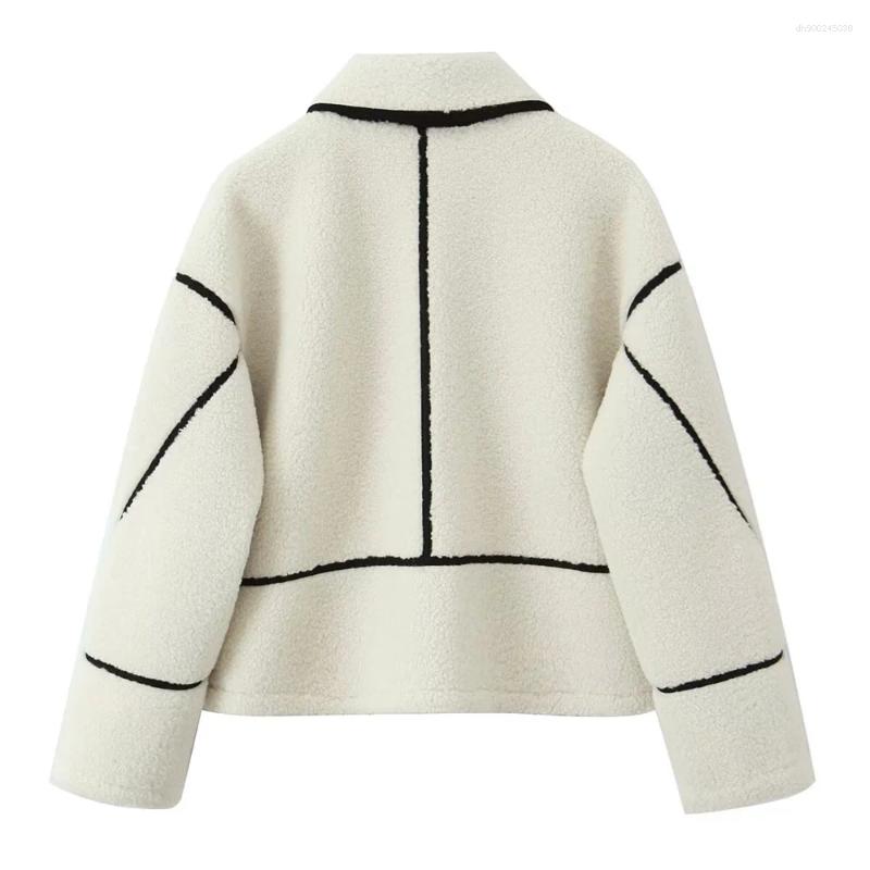 Women's Jackets Double Sided Jacket With Collar Zipper Pocket Decoration Autumn/Winter Collection Clothing