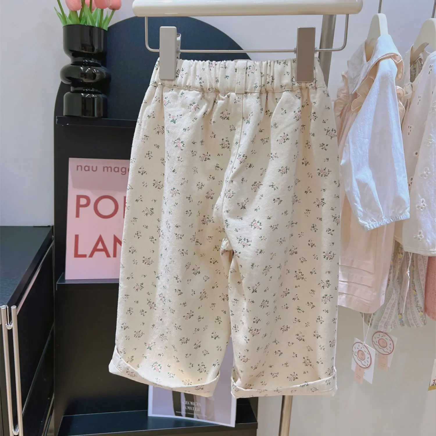 Baby Girls Pants Floral Loose Casual Fashion Straight 2024 Autumn New Pastoral Style Childrens PantsT251027