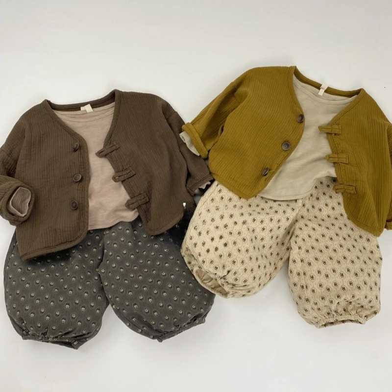 Girls Pants 2025 Autumn New Collection Forest Style Small Floral Lantern Pants with Drawstring Cuffs Stylish PantsT251027