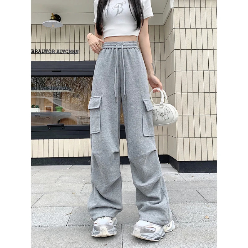 American Drawstring n Cargo Pants Women Fashion Hiphop Streetwear Woman Trousers Summer Allmatch Cargo Pants 251027