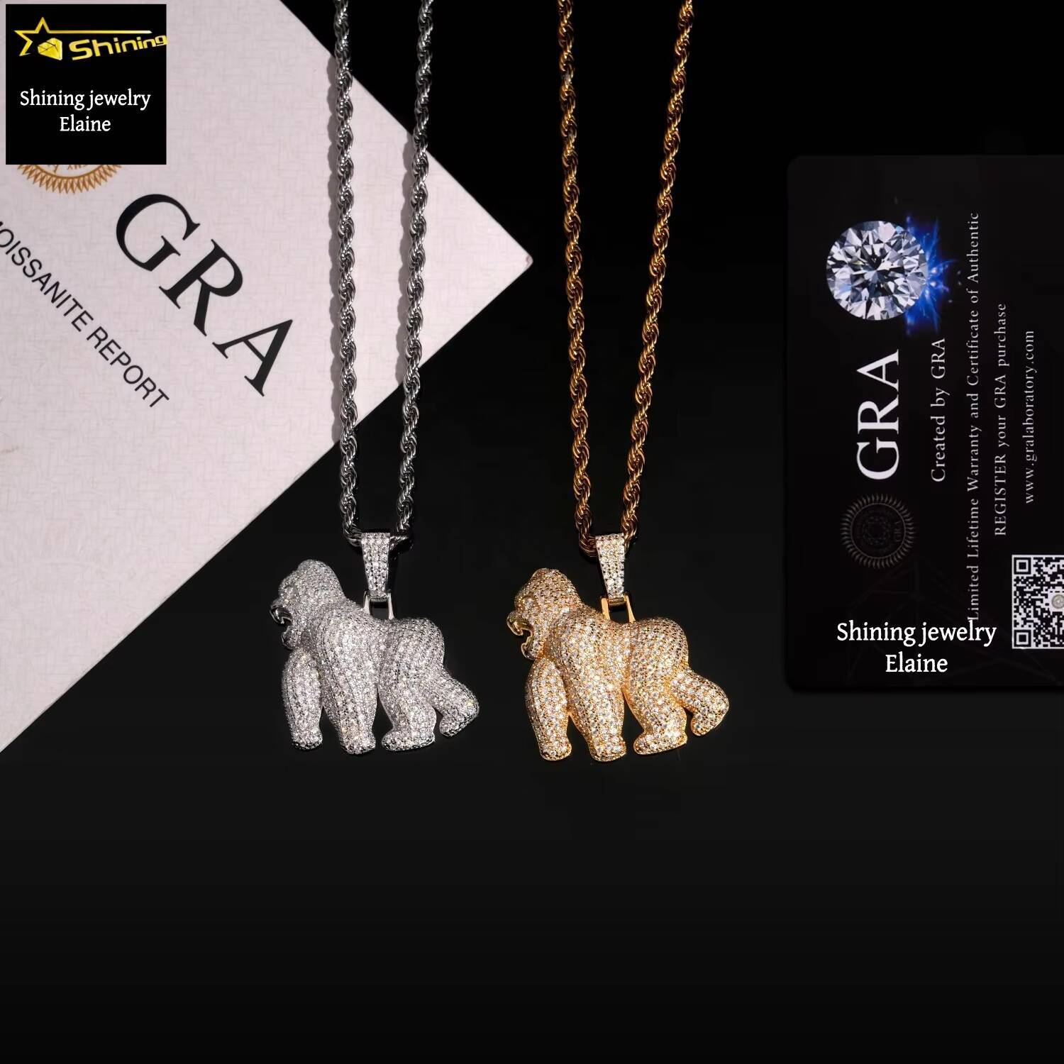 Sterling Silver 925 Iced Out Hip Hop Jewelry Rapper Custom Moissanite Diamond Pendant VVS Moissanite Diamond Pendant