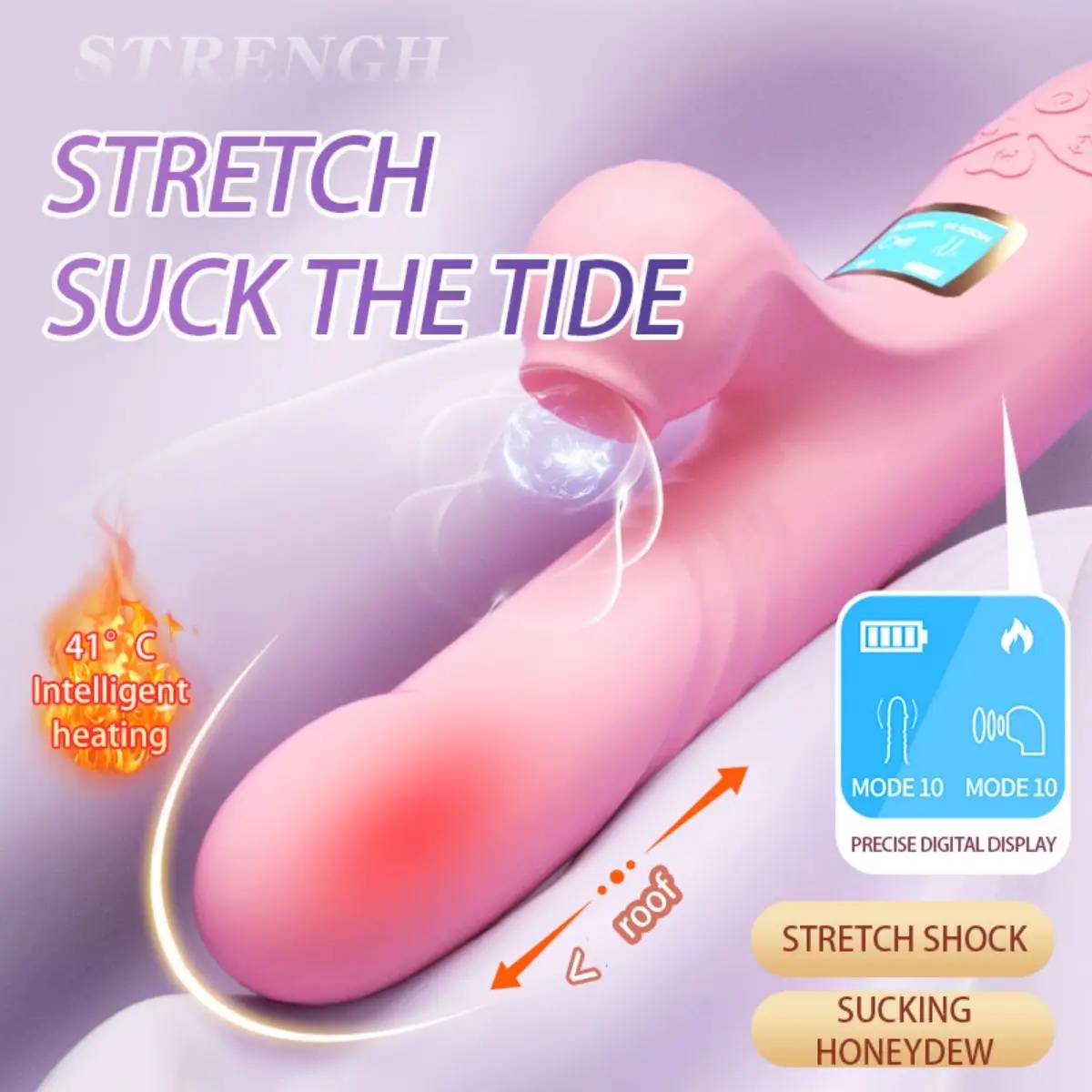 Phantom Digital Vibration Rod Double ended Suction Telescopic Vibration Rod Masturbator Female Massage LL-2307-B