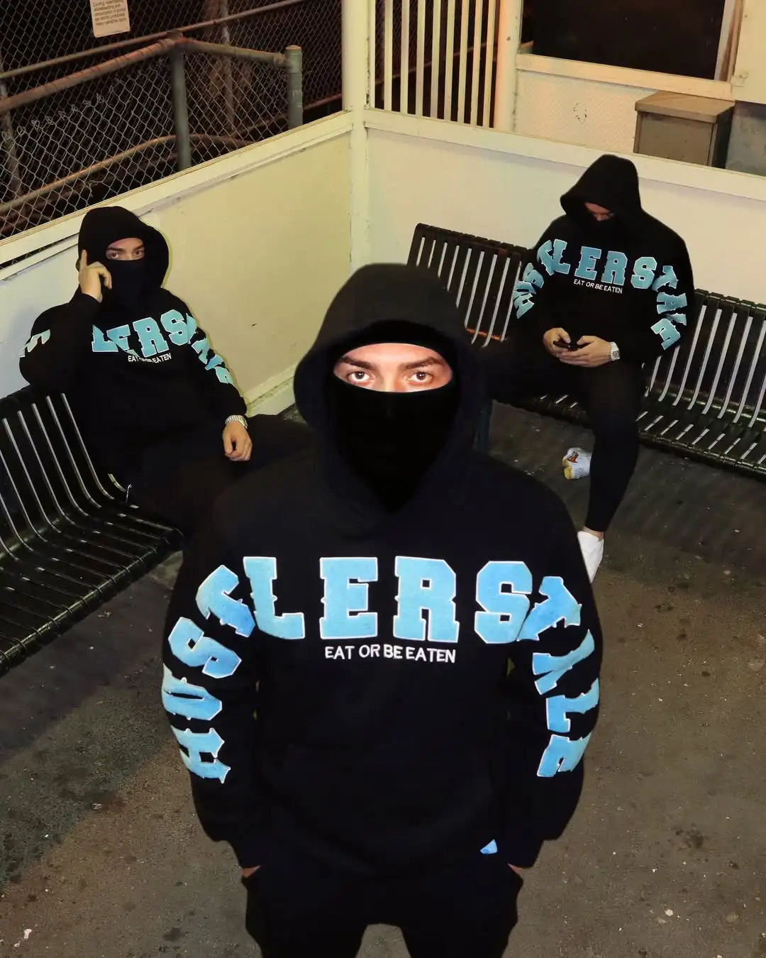 American Fashion Harajuku Y2K Blue Embroidered Text Pattern Hoodie Mens Autumn Street Trend Loose Comfortable Sports Shirt 251020