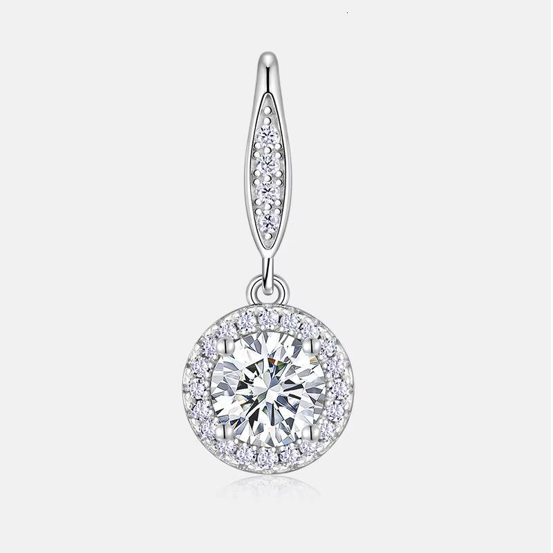 S925 Sterling Silver Trendy GIA Certified Moissanite Earrings Gold Plating Charm Women Luxury Four Claw Design Wire Earrings