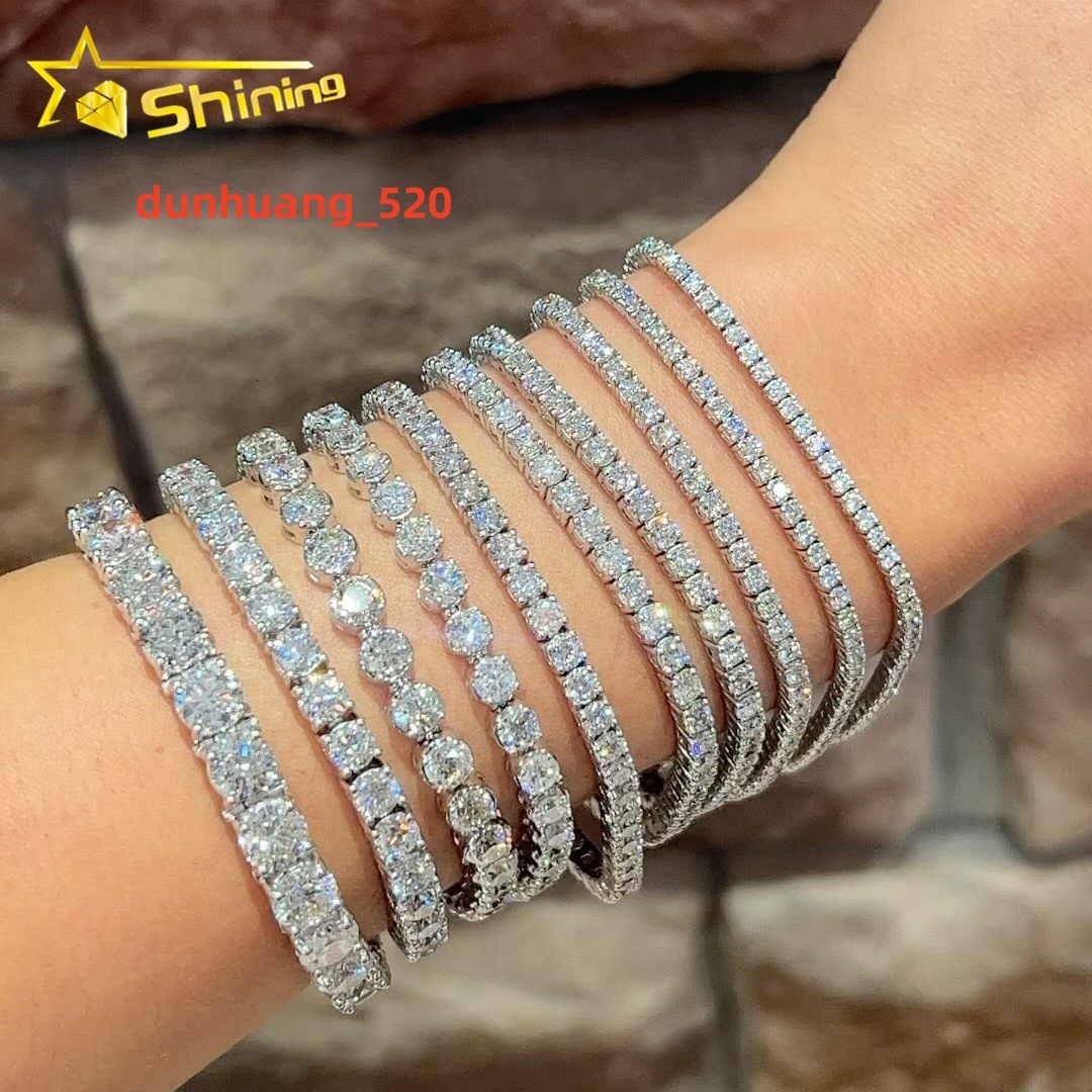 Customized Luxury Design Vintage Bracelets for Women Iced Out10K Soild Gold With Lab Grown Diamond Charm Tennis Bracelet
