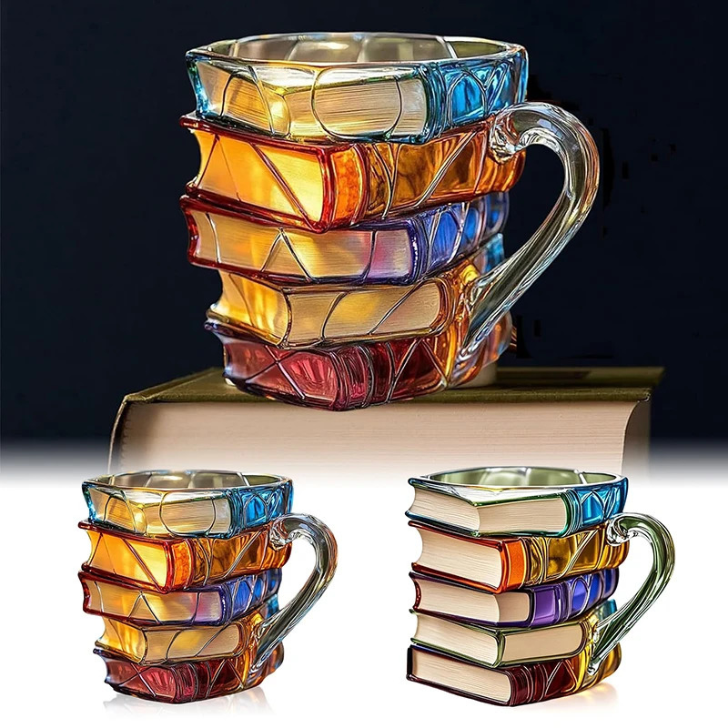 Painted Book Mug 11oz Novelty 3d Books Coffee Unique Colorful Resin Stack Cup Collection Gifts 251024