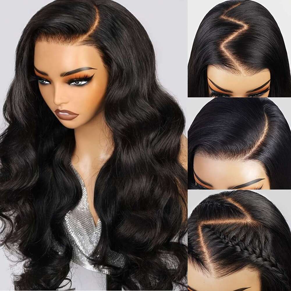 Body Wave Front 5X5 Transparent Lace Closure 180% Density Glueless Pre Plucked Wigs For Black Women Human Hair