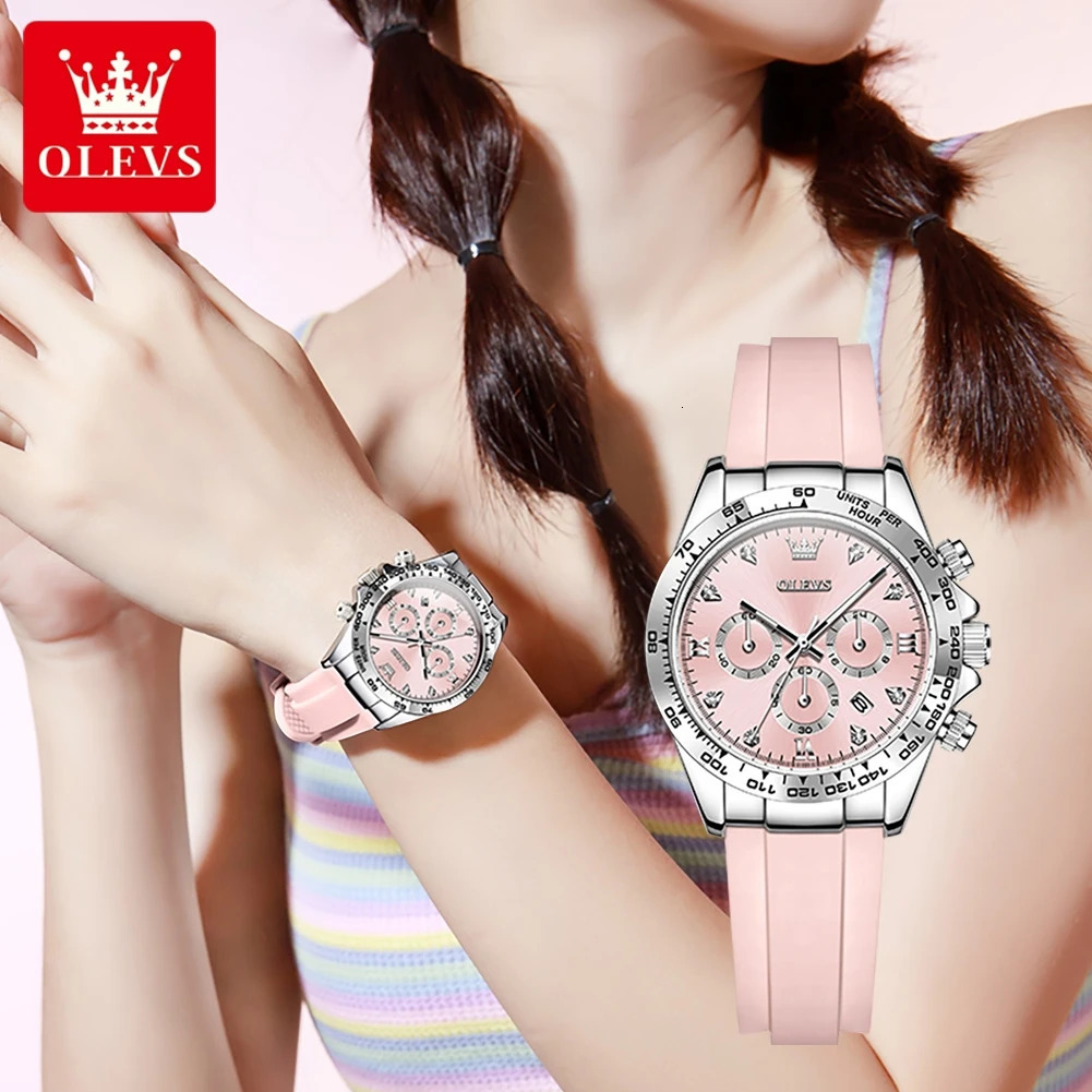 OLEVS 5618 Woman Watch Silicone Strap Original Quartz Watch for Women Auto Date Waterproof Chronograph Ladies Clock 251021
