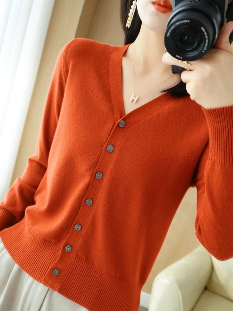 Early Autumn Andy Cashmere Knit Cardigan VNeck Solid Color Fashion HighGrade Comfortable Loose Casual Knitwear GH021 251027