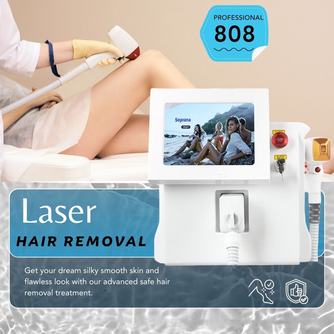Portable Diode Laser Hair Removal Machine Triple Wavelength 755 808 1064nm Permanent Painless Hair Removal For Home Use Beauty Tool