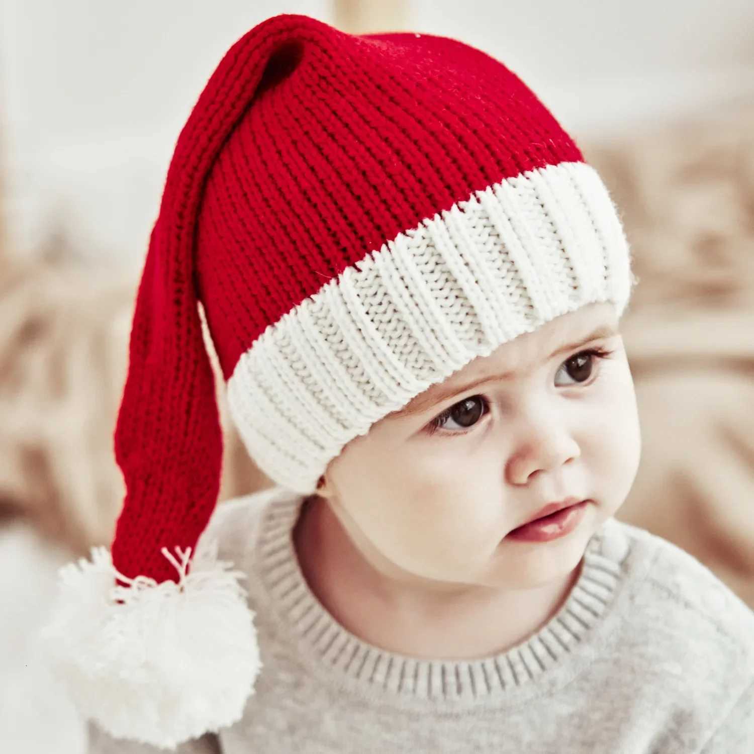 Christmas Knitted Hat Cute Pom Adult Kids Soft Beanie Santa Hat New Year Party Kids Gift Navidad Noel Xmas Decoration 2023W251027