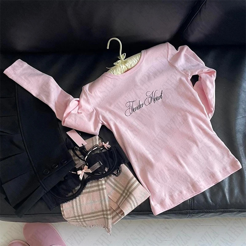 Y2K Emo Girl Gothic Letters Printed Casual Long Sleeve TShirt Harajuku Retro Punk Rock Hip Hop Aesthetic Top Womens Streetwear 251027