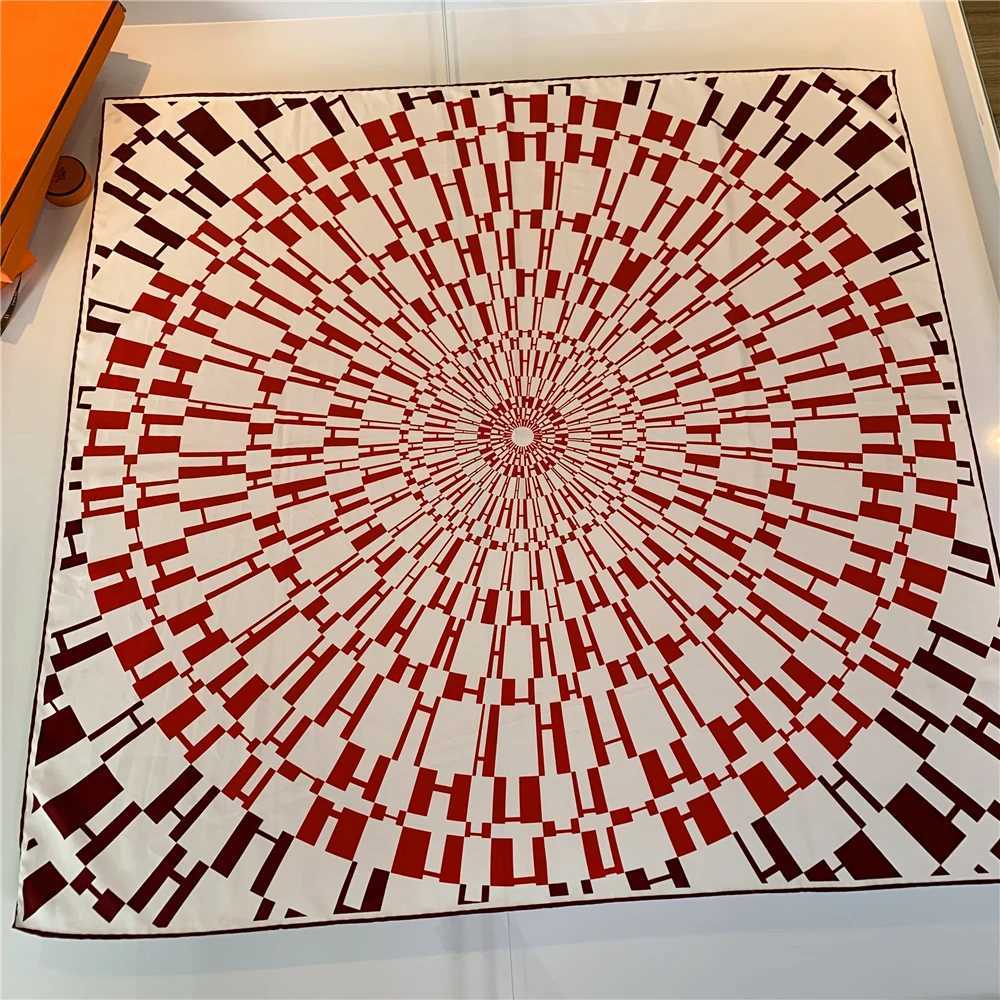 90cm Square Scarf Luxury Twill Silk Rold Scarf Hijab Brand Wen Scarf Handmade Curd Ladder Ladies Foard band BandanaW251027