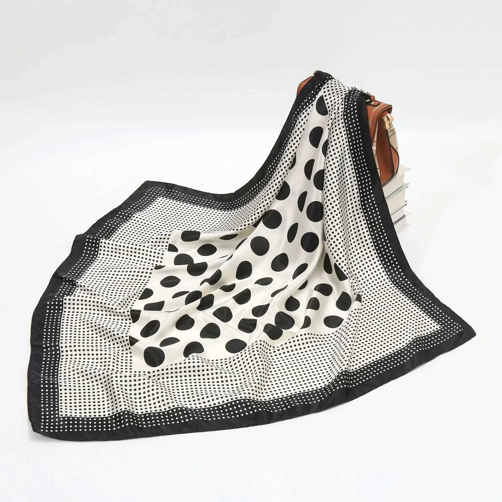 90cm Square Shawls Wraps Silk Scarves For Wen Bandana Large Hijab Scarf Fa Dot Print band Satin Neck Scarves 2022W251027