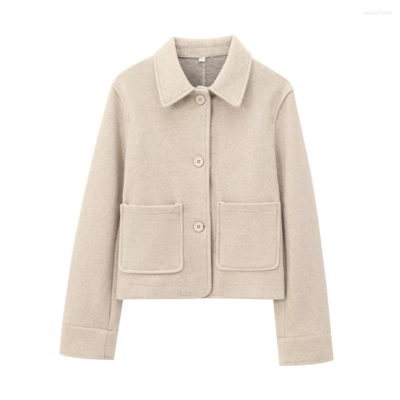 Women's Jackets Loose Pocket Decoration Soft Lapel Long Sleeved Jacket For Autumn And Winter Style