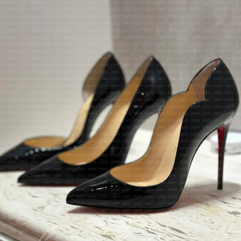 Brand heels Women High Heels Shoes Designer Red Soled Peep Pointed Toe Sandals 6cm 8cm 10cm 12cm Nude Black Patent Leather Woman Pumps 35-43 shoes