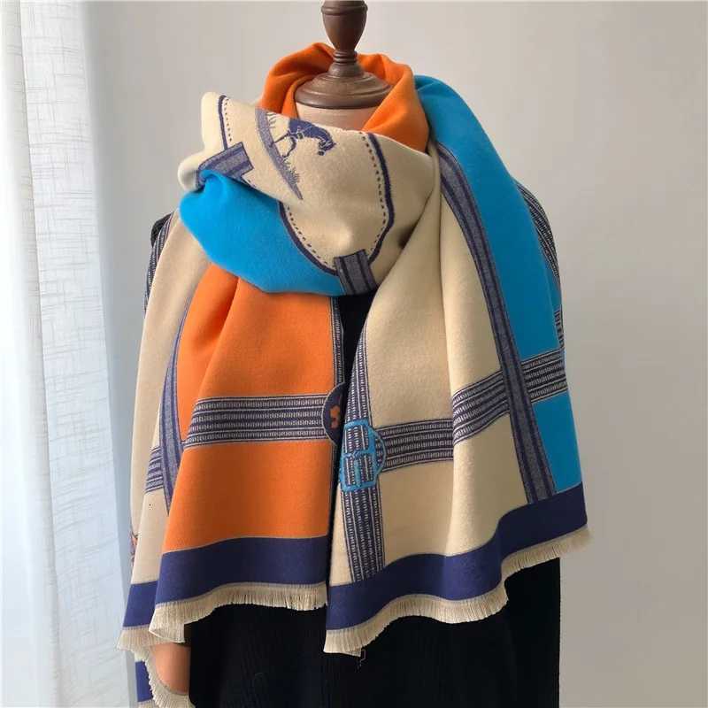 Luxury Winter Cashmere Scarf Wen Print Design Warm Pashmina Blanket Poncho Scarves Fa Carriage Shawl Thick Foard BufandaW251027
