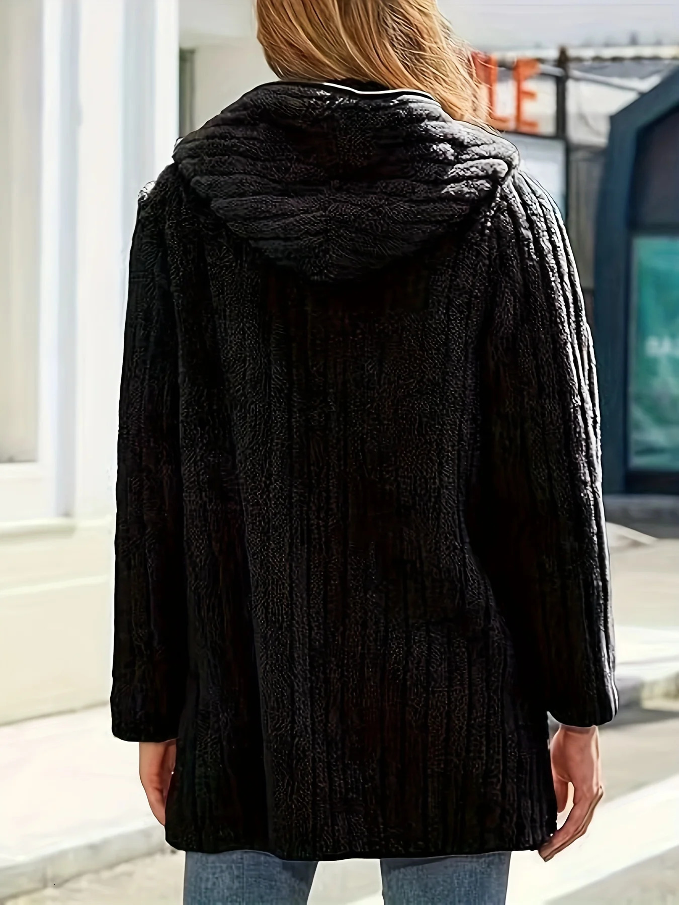 Plus Size Zip Up Teddy Coat Casual Hooded Warm Winter Outerwear With Pocket Womens Clothing 251027