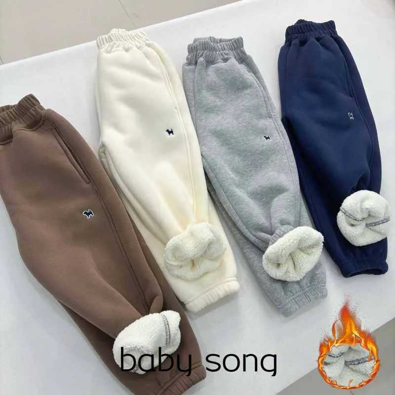 Winter Padded Pants Boys Girls Thicken Warm Sweatpants Trousers Autumn Children Fleece Lined Bottoms New Kids Cotton PantsT251027