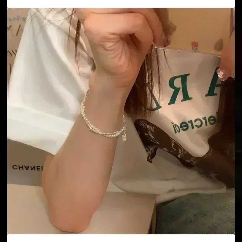 925 Sterling Silver Doub Layer Pearl Bracet for Wen Girl Design Bead Korean Jewelry Dropship Charm BracetW251027