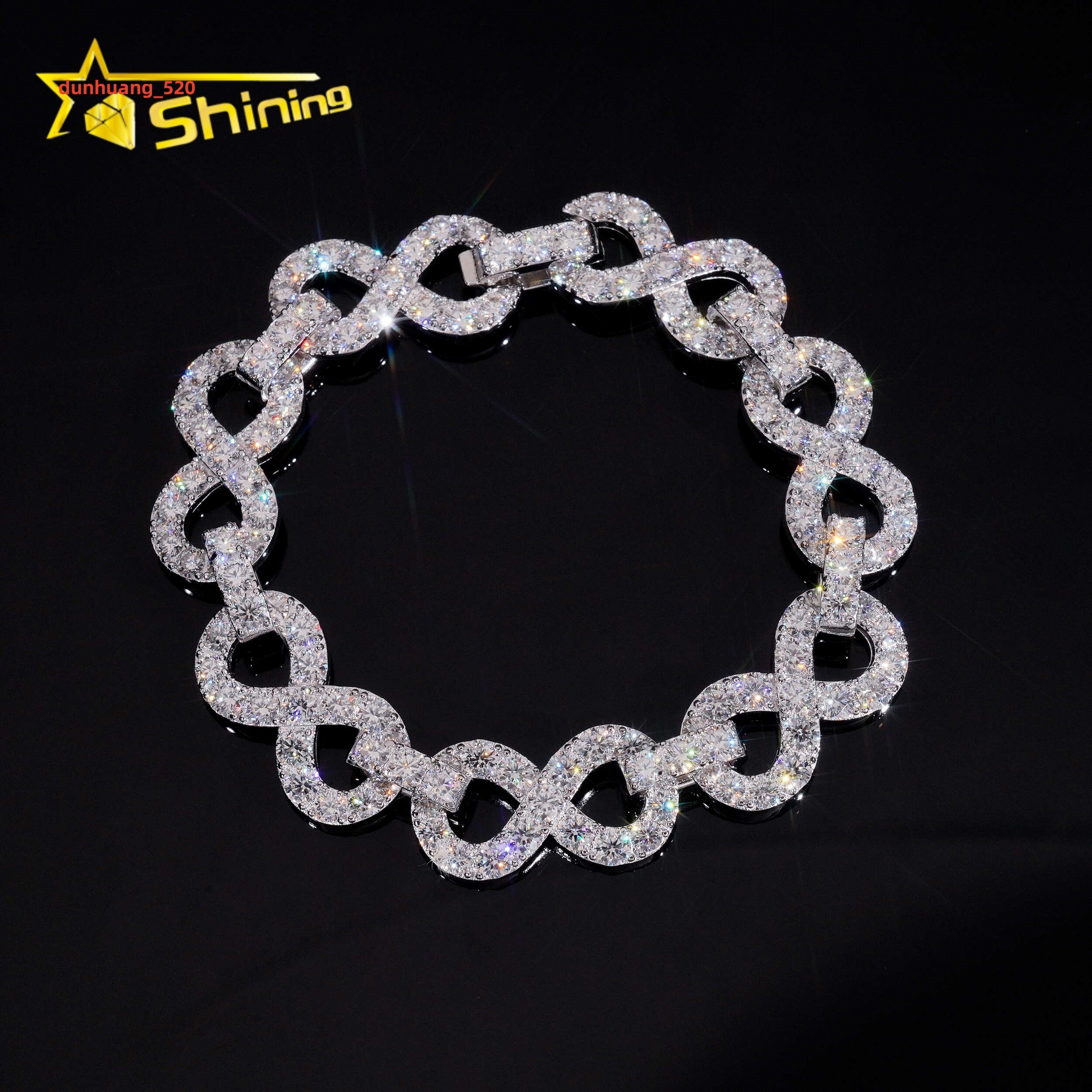 Pass Diamond Tester Silver 925 Gold Plated Hip Hop Jewelry Custom 13mm VVS Moissanite Cuban Link Chain Bracelet Infinity Chain