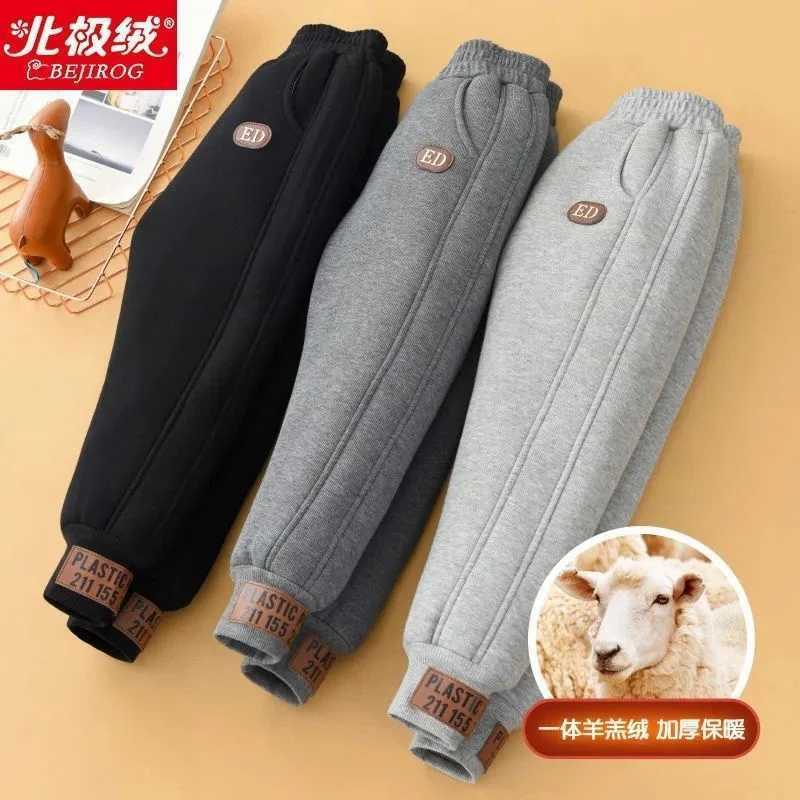 Childrens Plush Velvet Pants Kids Winter Outside Sweatpants Boys Girls Thickened Warm Trousers Teenager Casual Sports PantsT251027