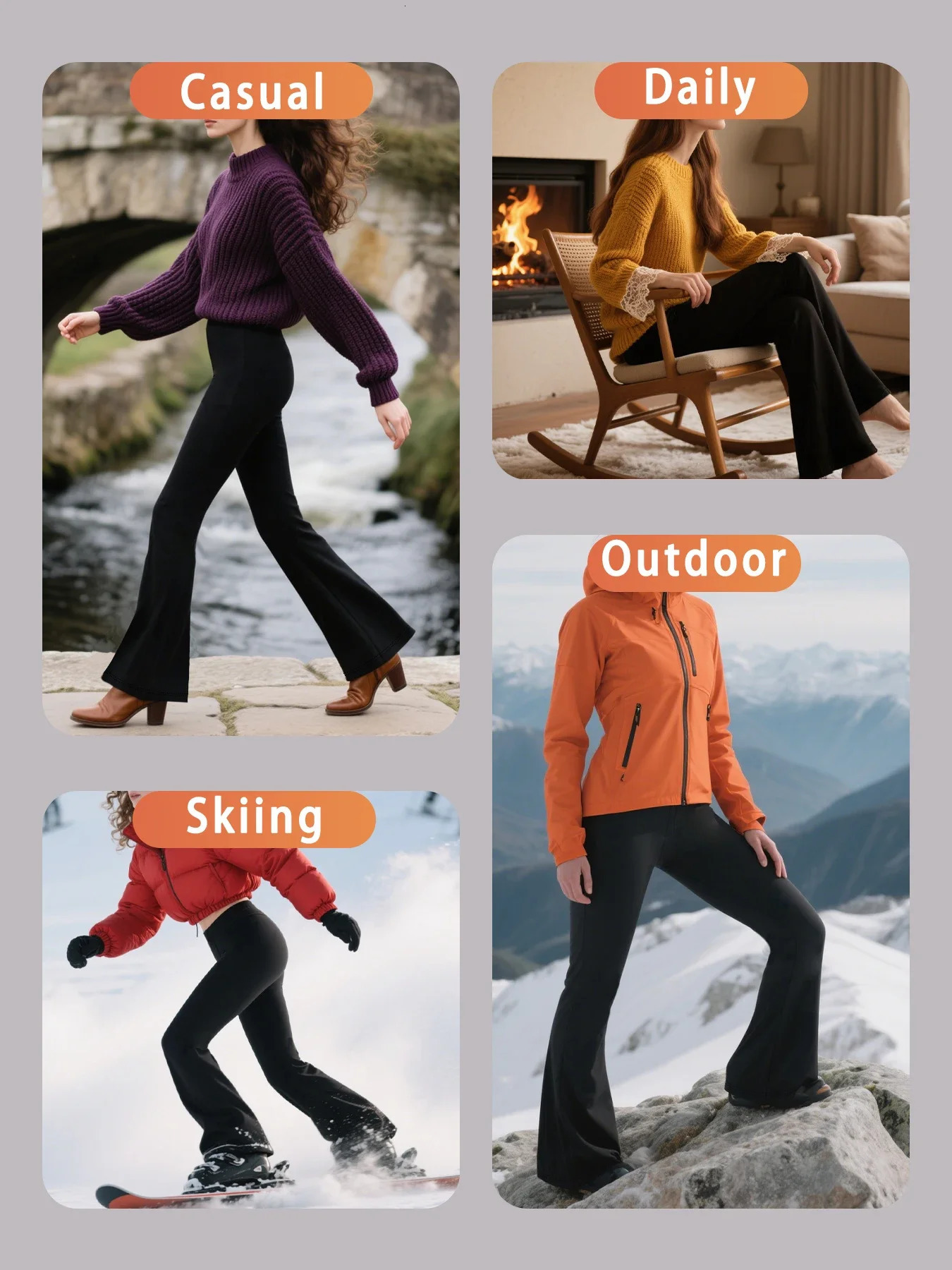 Womens Super Soft Flare Pants High Waisted Tummy Control Workout Yoga Leggings Bell Bottoms 251027