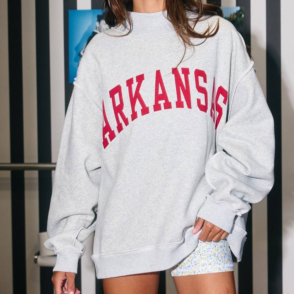 Letter Print Applique Plain Winter Women's Reversible Mock Neck Long Sleeve Pullover Sweatshirts
