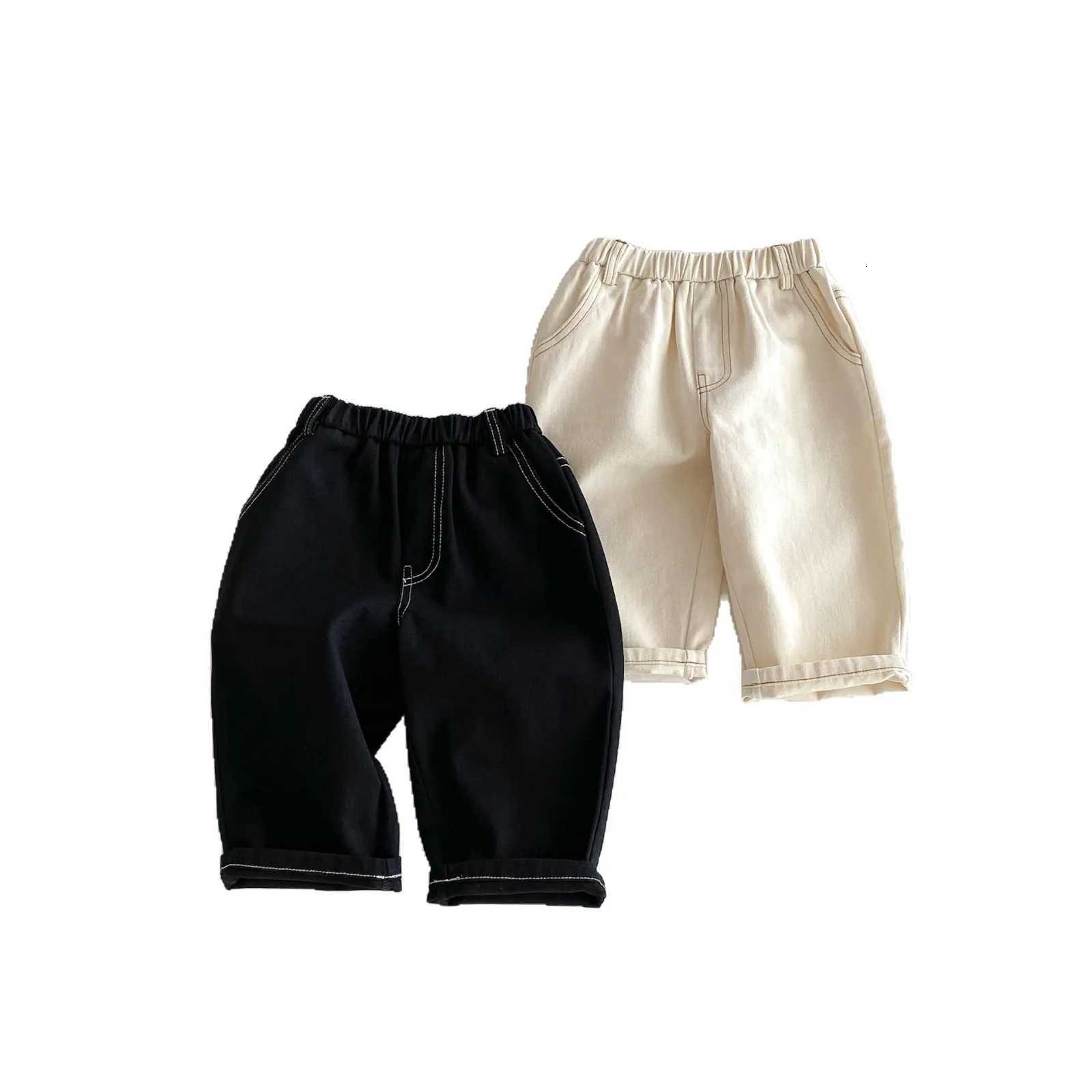 Solid Color Baby Boys Casual Pants Fashion Versatile Girls Jeans Kids Clothes 2025 Autumn New Children Loose Denim TrousersT251027