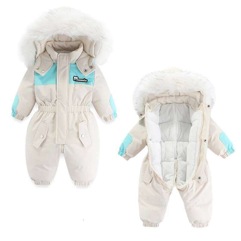-30 Degree Winter Ski Suit Waterproof Baby Jumpsuit Thicken Boys Overalls Warm Kids Clothes Children Clothing Set 1-5 Yrs