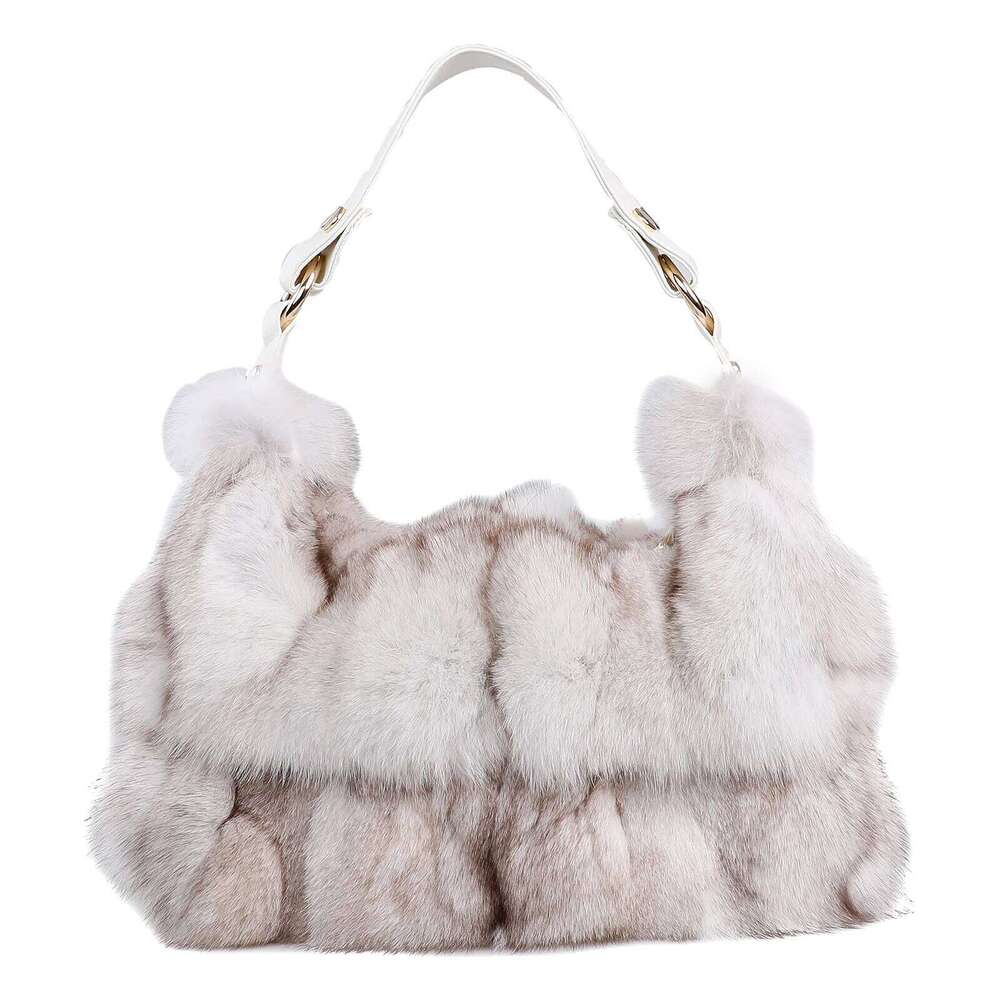 Designer Luxury Women S Winter Genuine Fox Fur Shoulder Bag Handbag PU Leather Top Handle Bags Ladies Zipper Soft Stylish Fashion