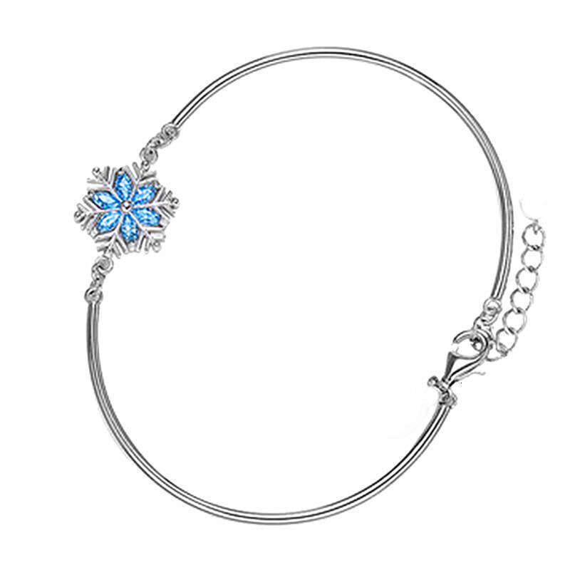 Japanese and Korean Simple Small Blue Zircon for Women Fashionable Elegant Fresh Christmas Gift Snowflake Bracelet