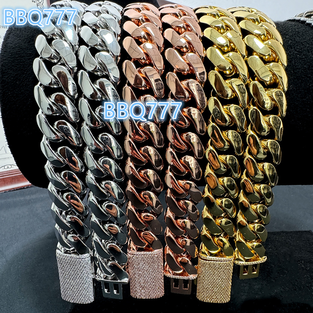 18k Gold Plated 20mm Cuban Link Chain 925 Sterling Silver Moissanite Clasp Luxury Cuban Necklace