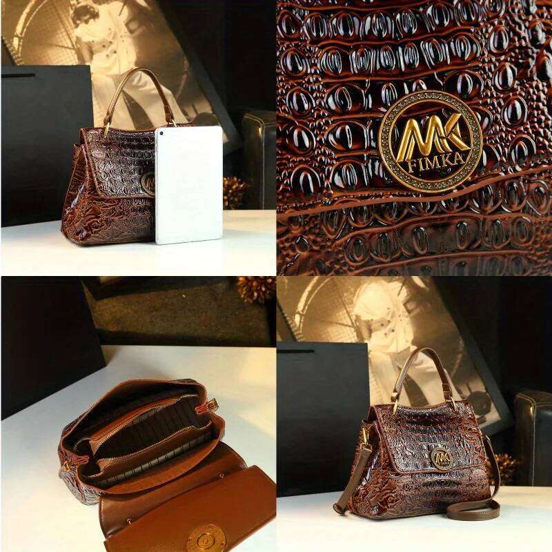 2025 New Trendy Retro Crocodile Pattern Middle Aged Mom's Bag, Women's Handbag, Single Shoulder Crossbody Bag