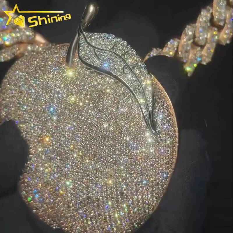 Hip Hop Jewelry Gold Plated Earth Pendant 925 Sterling Silver baguette Moissanite Person Circle Iced Out Pendant