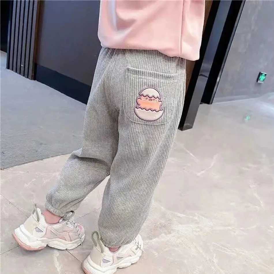Durable and Soft Girls Joggers with Cartoon Embroidery Pants Great for Daily Wear and Sports Activities Kids PantsT251027