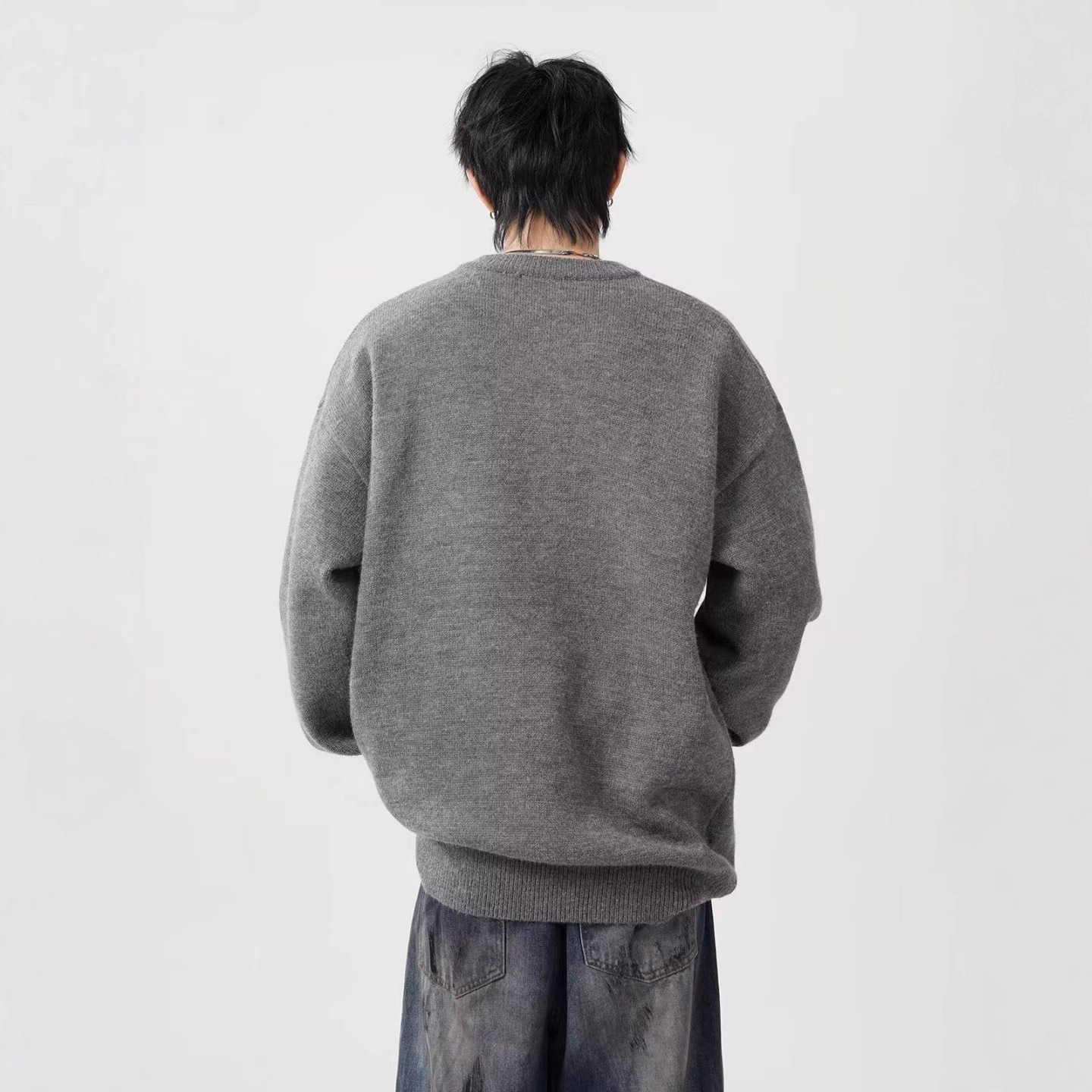 American Style Cool Round Designer Sweater Neck Sweater Men's Henley Collar Top New Autumn Winter Lazy Feel Knitted Pullover Jacket