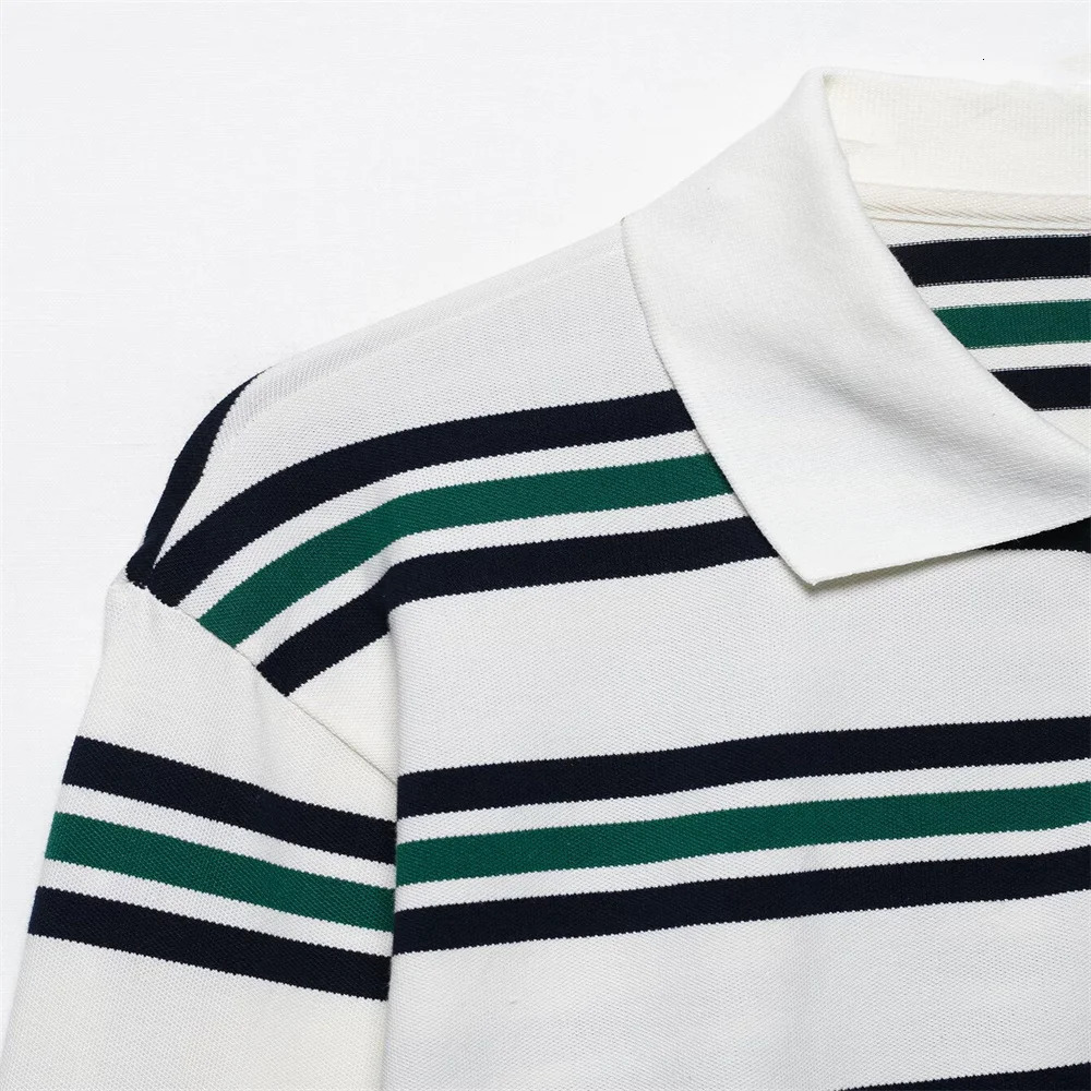 UNIZERA 2025 Womens Long Sleeve Striped Polo style Shirts in Burgundy and White with Contrasting Collars for a Casual Look 251027