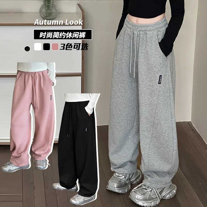 2025 New Girls Wide Leg Pants Autumn New Style Childrens Casual Sports Banana Trousers for Big Kids Spring And Autumn SeasonT251027