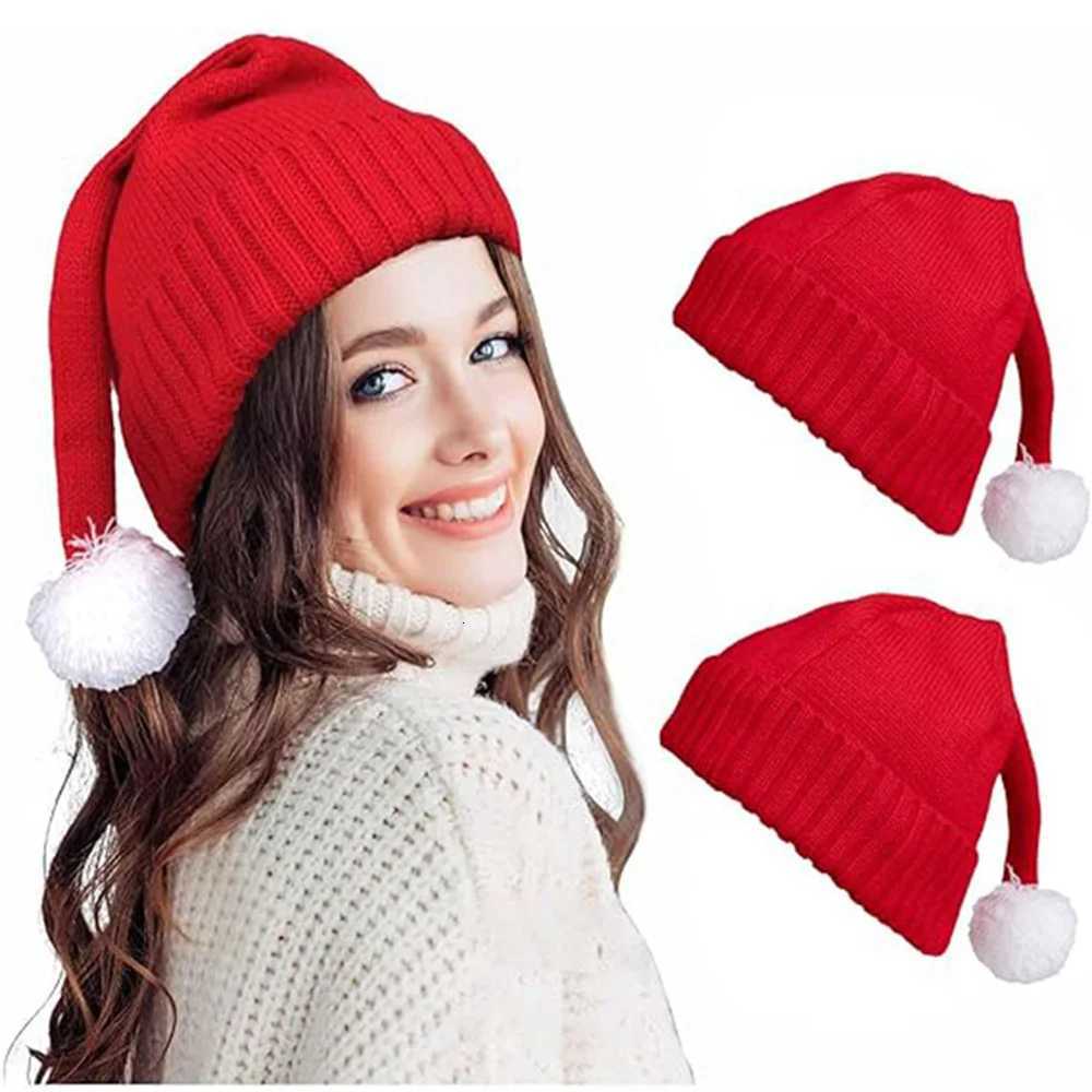 ParentChild Christmas Hat Cute Knitted Baby Hats Pompom Soft Beanie Santa Claus Hat Winter Warm Knit Beanie Cap New Year GiftW251027