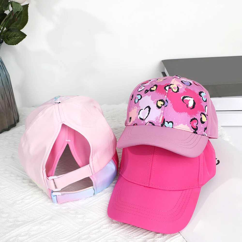 Hot High Ponytail Kids Hat Baseball Cap For Girls Boys Travel Sun Hat Adjustable Children Peaked Caps Hollow Back Ponytail CapsW251027