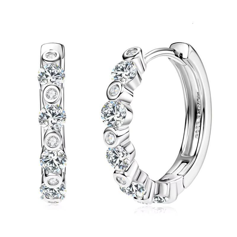 2024 925 Sterling Silver Round Cut Moissanite 14mm 3mm S925 Hoop Earrings for Women Chunky French Chic Fashion Jewelry Ear Ring