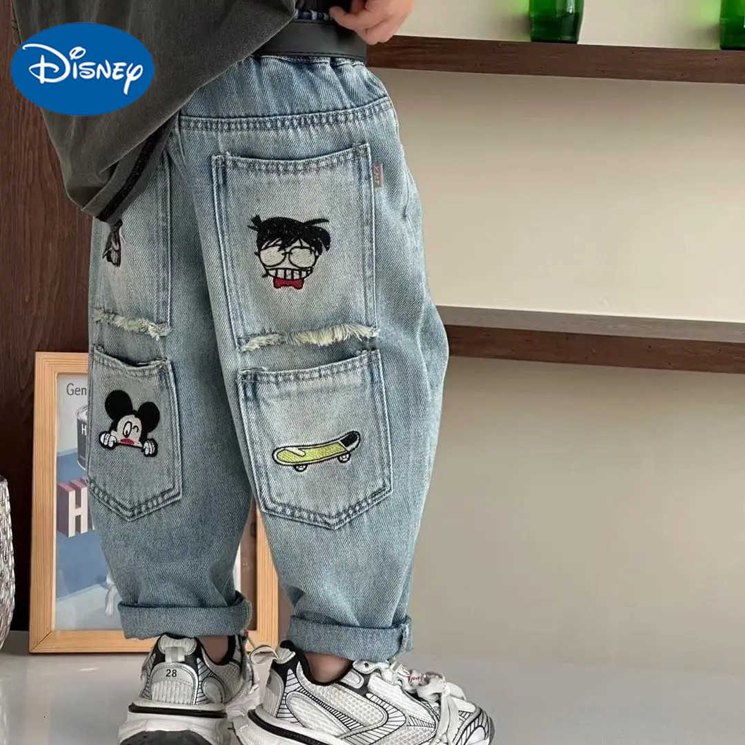 Disney Mickey Mouse Baby Boys Jeans New Autumn Kids Casual Loose Straight Denim Pants 17 Years Childrens Clothing Bottoms Trousers H251027