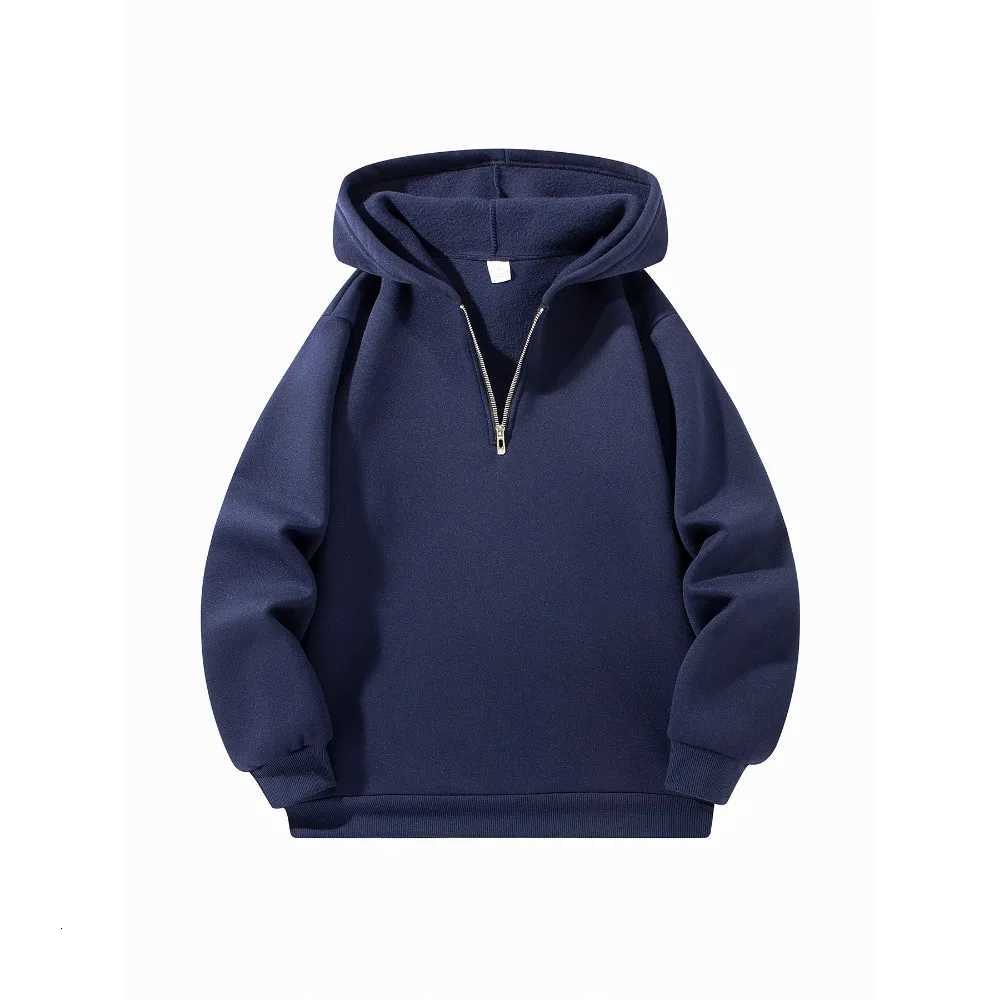Mens Half Zipper Hooded Hoodies New Solid Color Long Sleeve Sweatshirts Autumn Loose Sport Warm Sweats Fashion Casual Pullover W251027