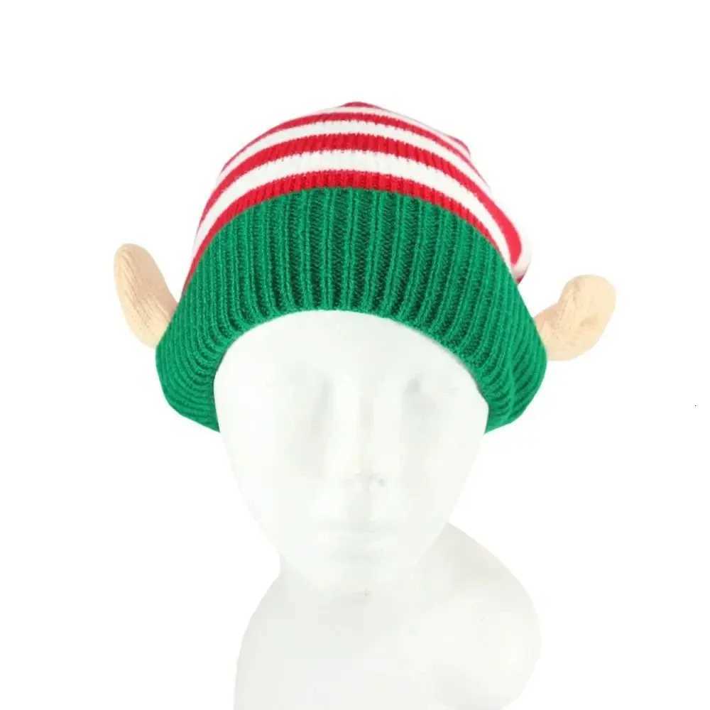 Christmas Holiday Gift Striped Cap Christmas Hat with Small Ears Xmas Cap Holiday Knitted Hat Winter Party AccessoriesW251027